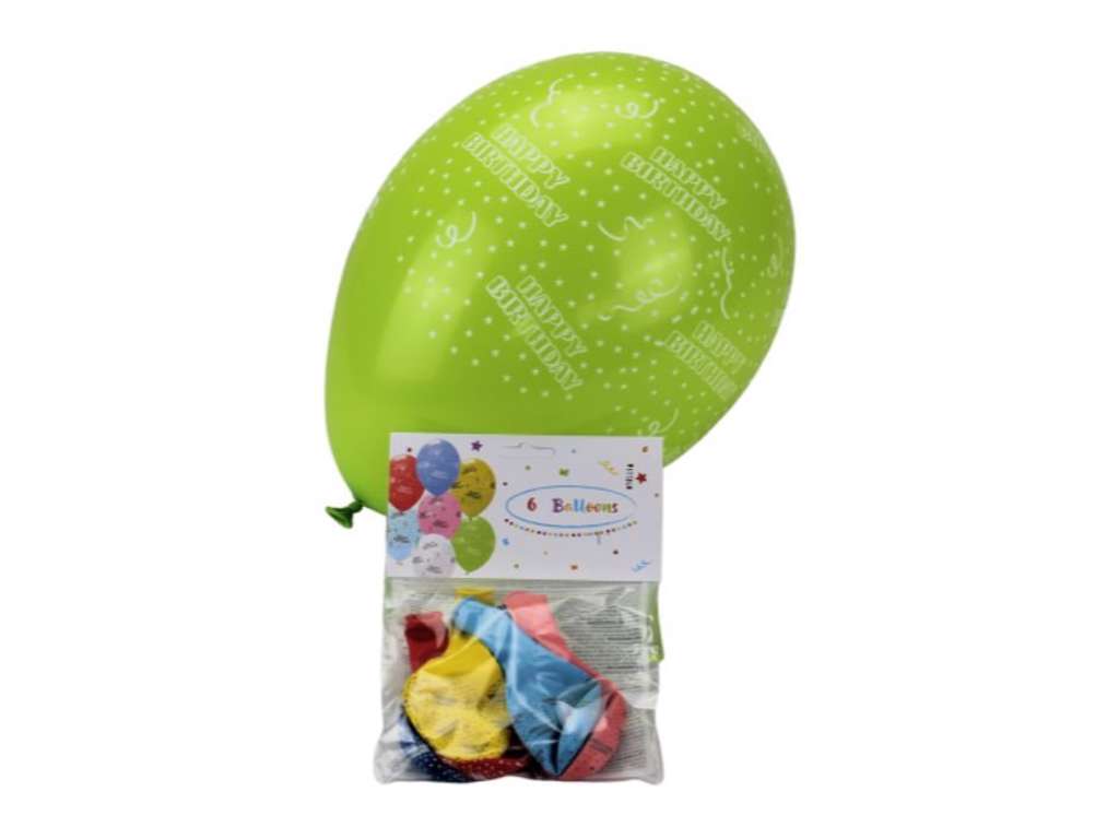 Happy Birthday balloner 6 stk i forskellige farver