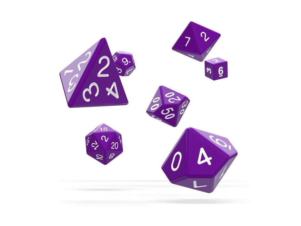 Oakie Doakie RPG Dice set Solid Purple - 7 terninger til rollespil