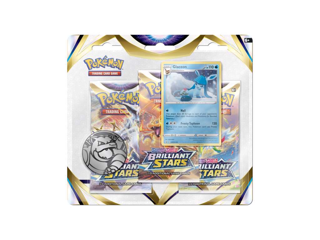 Pokémon Sword and Shield Brilliant Stars 3-pak Booster + mønt