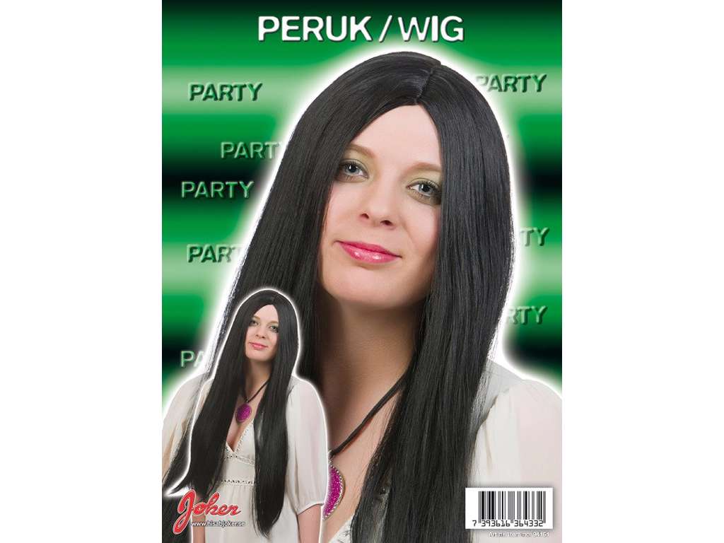 Paryk m/ Langt Sort Hår