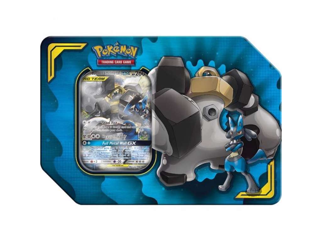 Pokémon Tag Team Lucario & Melmetal GX tin box