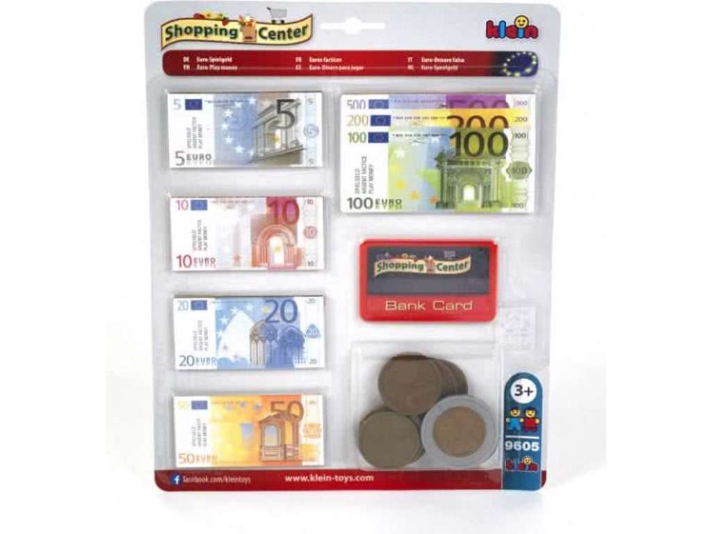 Euro legepenge med kort, pengesedler & mønter fra Klein