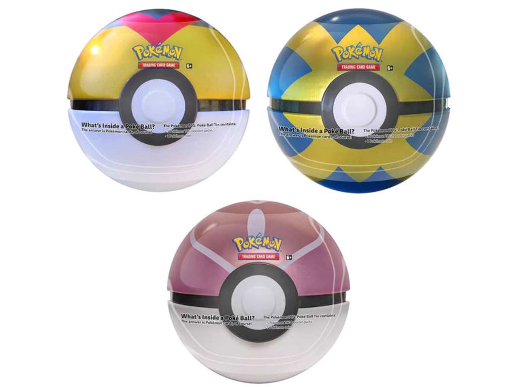 Pokémon Tin Poké Ball Q2 2022 - med 3 boosters og mønt
