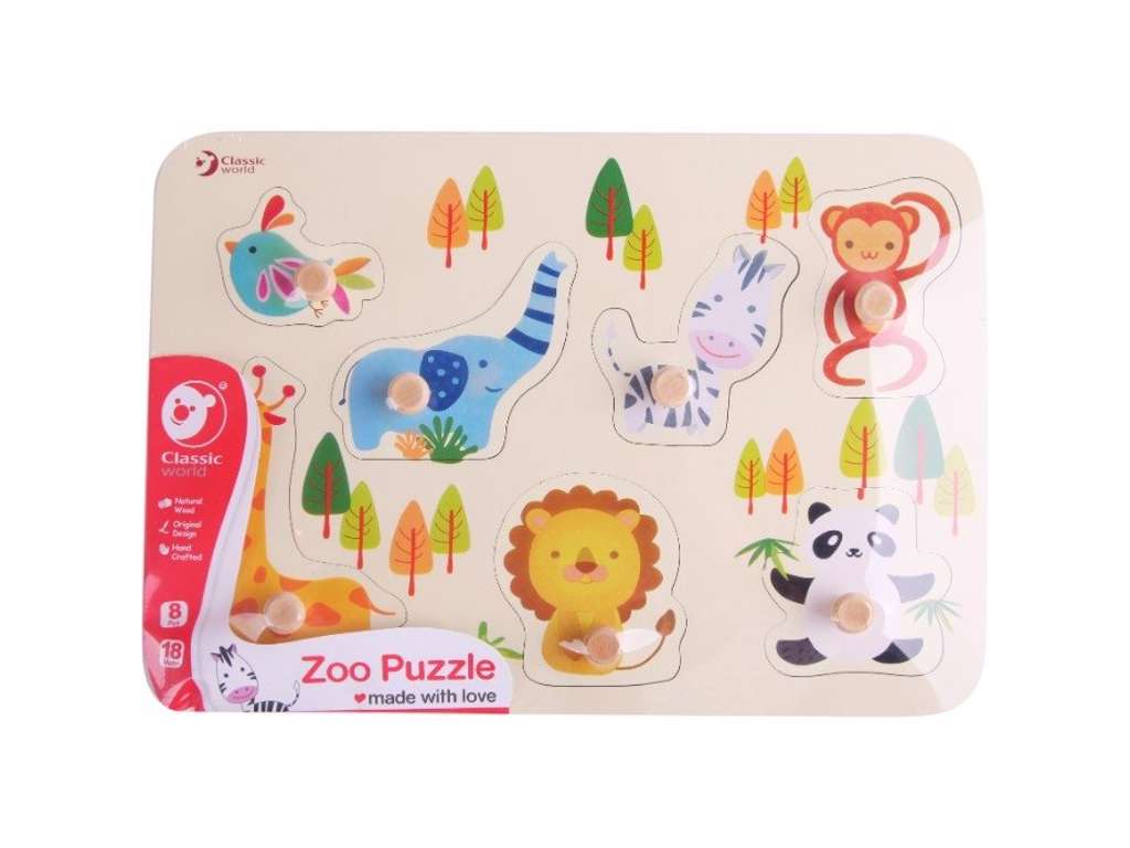 Zoopuslespil i træ med 8 dele på 30 cm