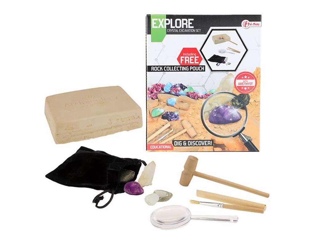 Krystal udgravningssæt med lup