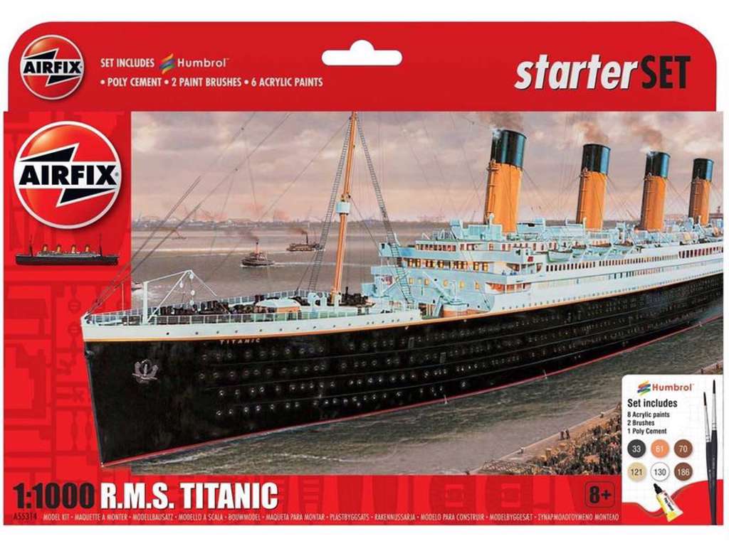R.M.S. Titanic 1:1000 Airfix gavesæt med maling pensel og lim.