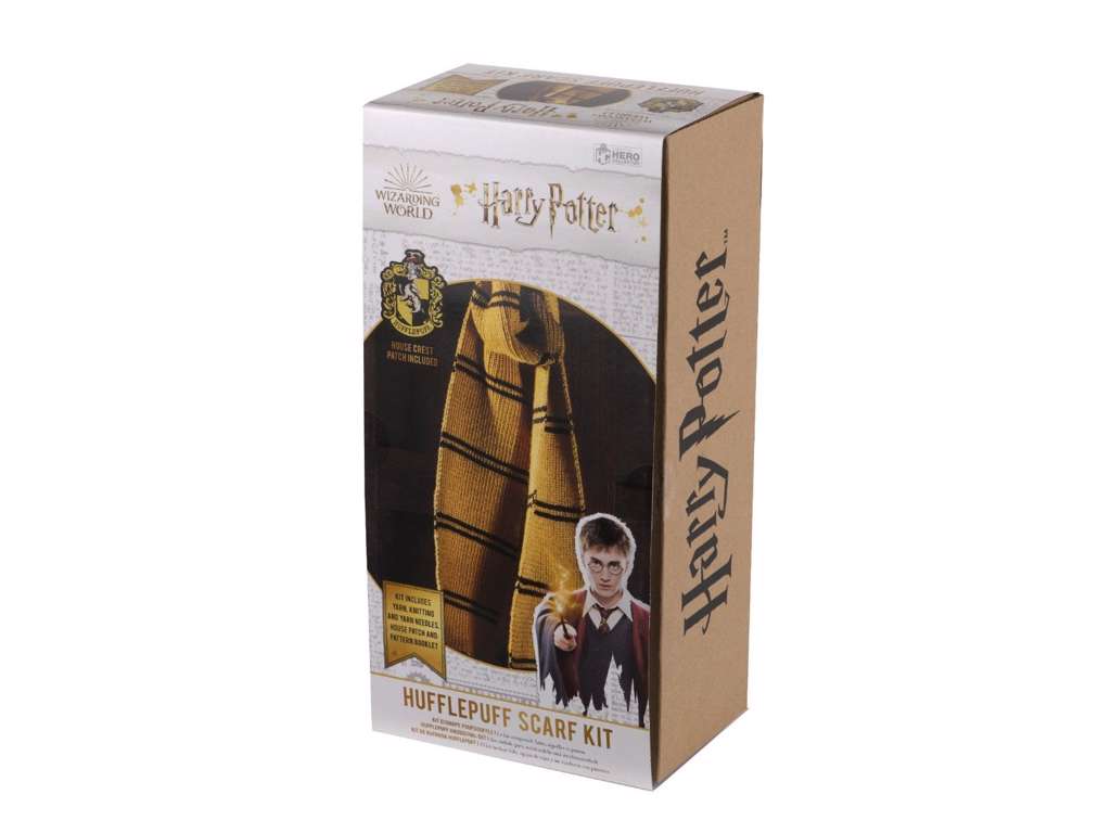 Strikkekit med Hufflepuff halstørklæde fra Harry Potter