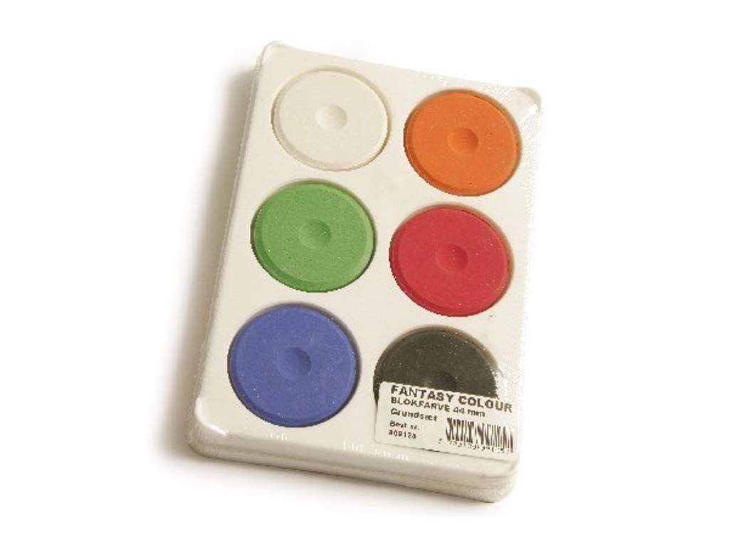 Plastpalette med 6 blokfarver