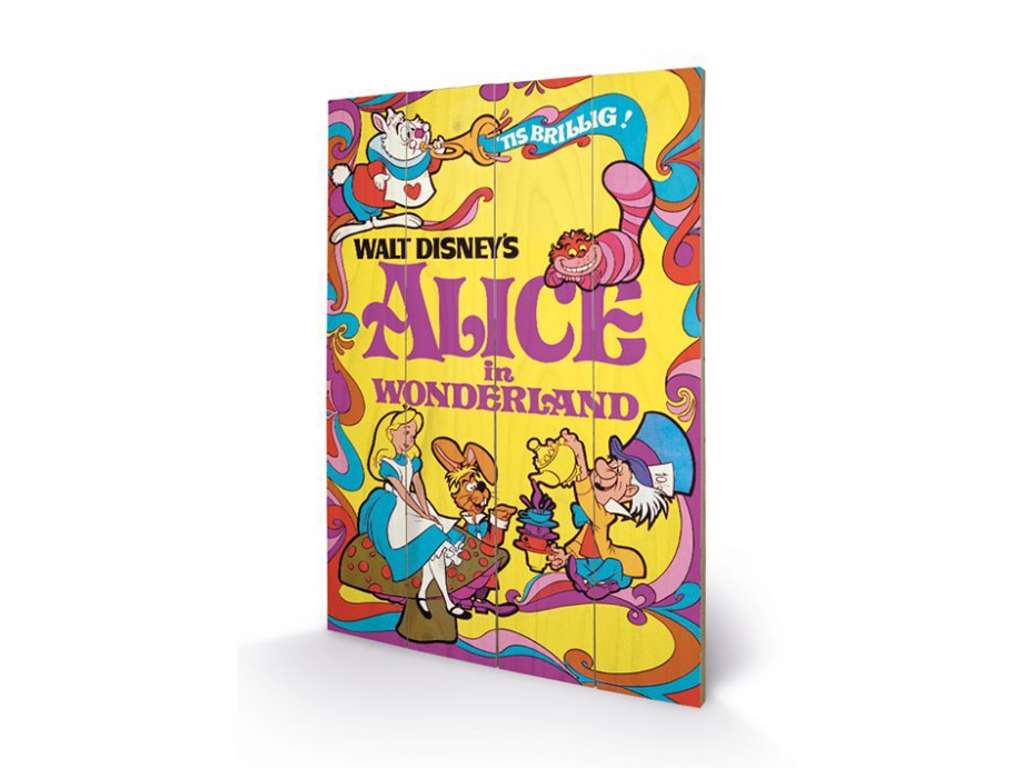 Alice in Wonderland (1974) træ plade "plakat" 40x60 cm