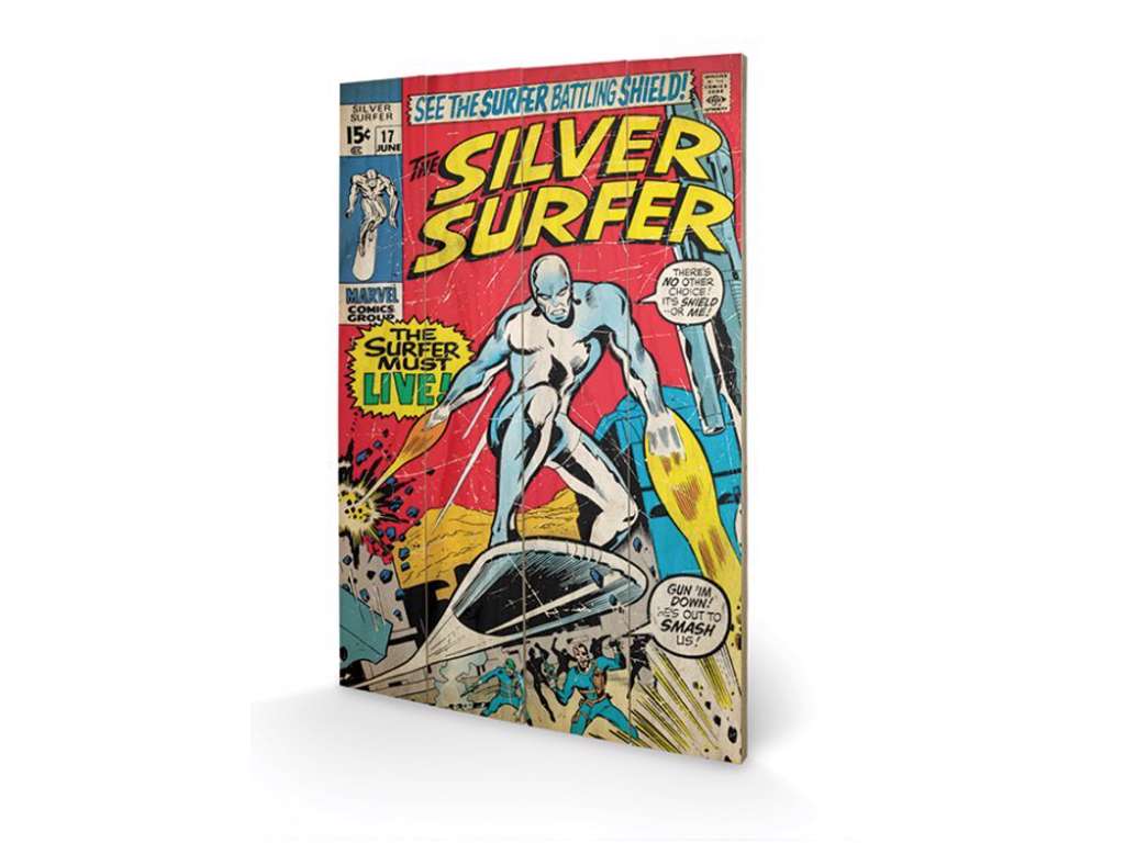Silver Surfer "Must Live"  træ plade "plakat" 40x60 cm