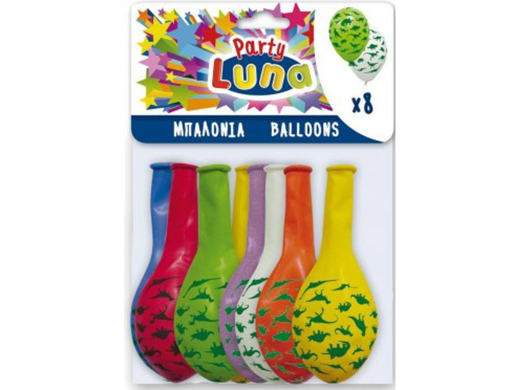 8 stk. Balloner med dinosaur print - Ø 32 cm