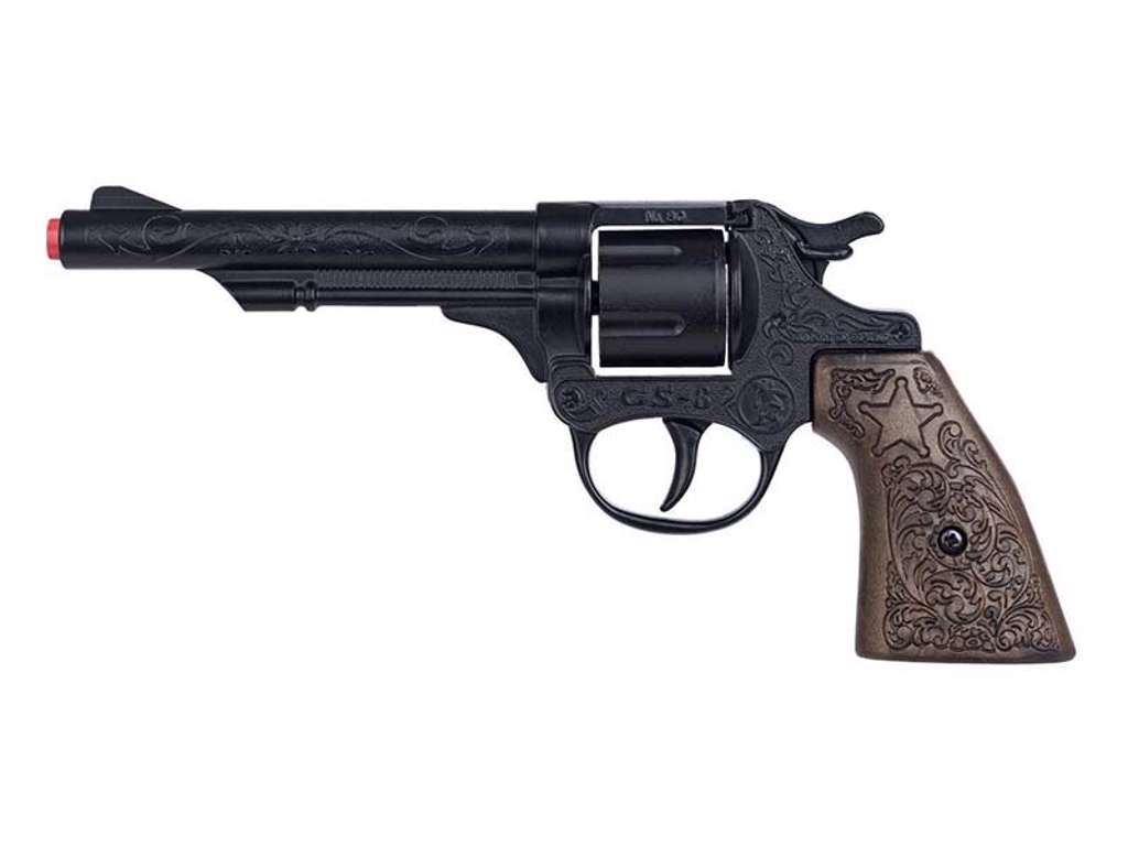 Cowboypistol til 8 skudskrudt i metal fra Gonher