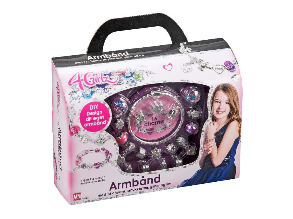 4Girlz armbånd med 16 charms