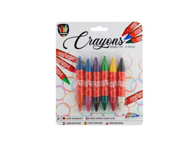 6 tofarvede crayons