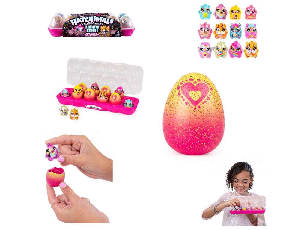 Hatchimals Colleggtibles 12 pak med æggebakke - Glamfetti Limmy Edish