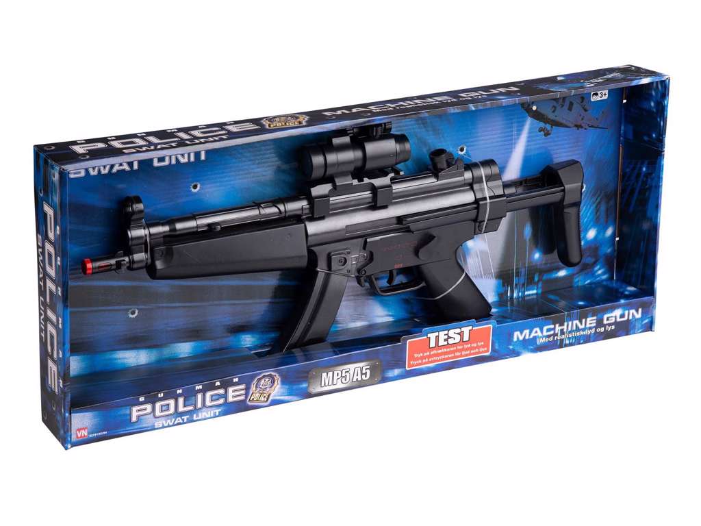 Elektronisk maskingevær MP5 A5 med lyd, lys og vibration fra Gonher