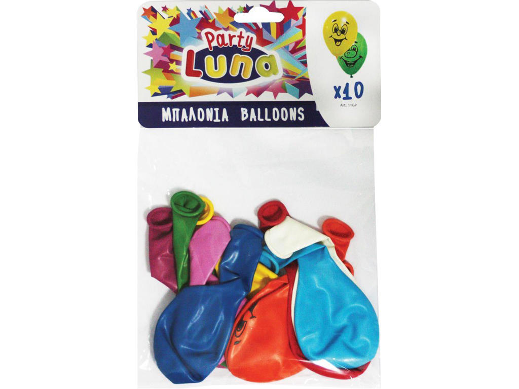 10 stk. Balloner med ansigt -Ø 32 cm