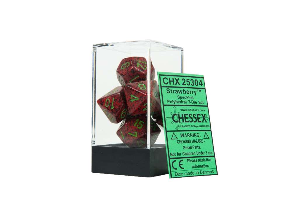 Chessex 7-pak terninger til rollespil i Speckled Strawberry - CHX25304