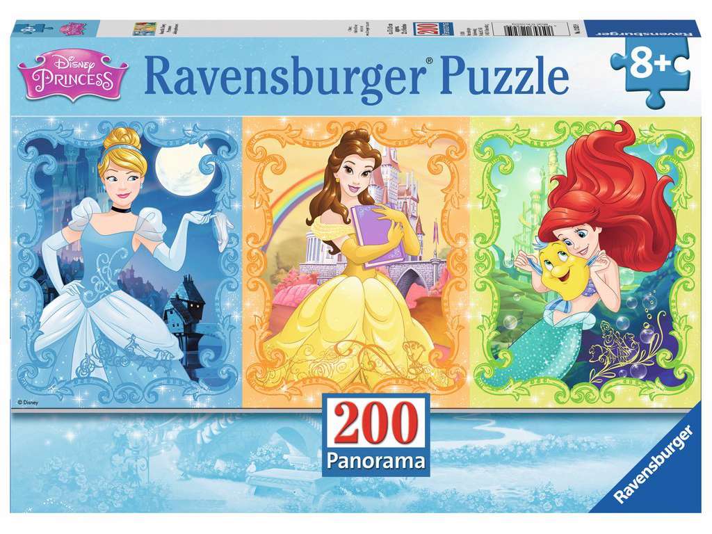 Smukke Disney prinsesser panorama puslespil med 200 brikker fra Ravensburger