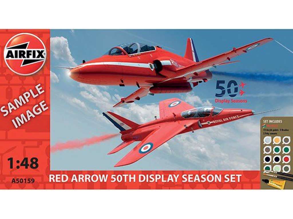 Red Arrows Gnat and Hawk 50 Display Season 1:48 Modelbyggesæt fra Airfix