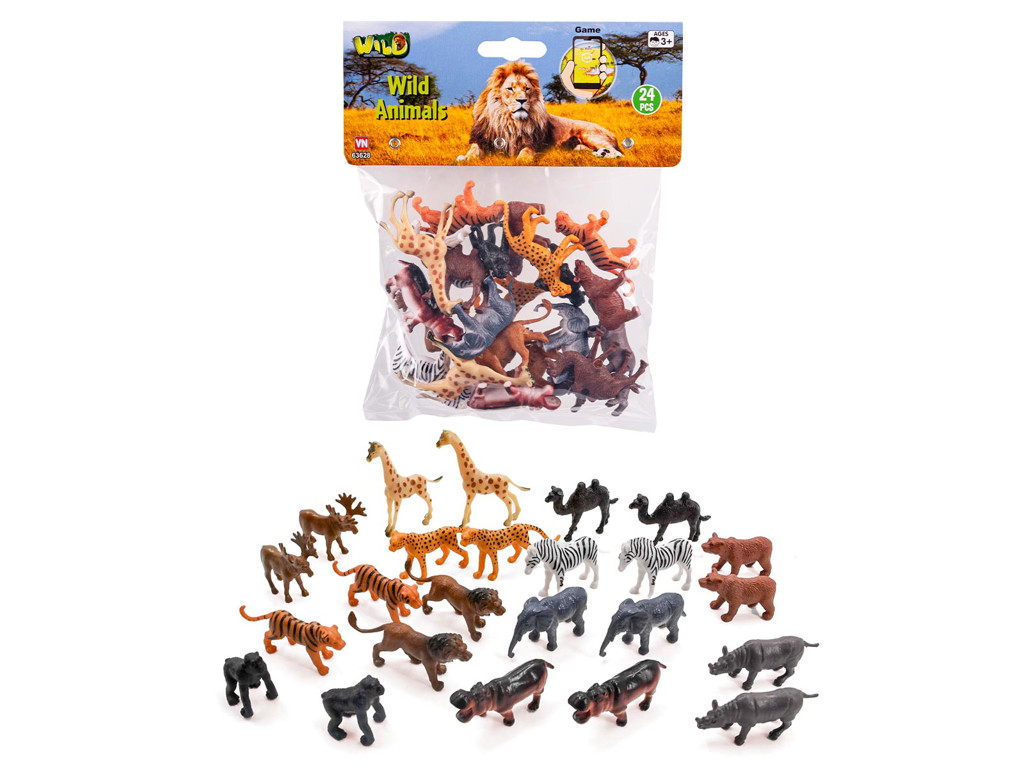 24 vilde dyr i pose - 5 cm