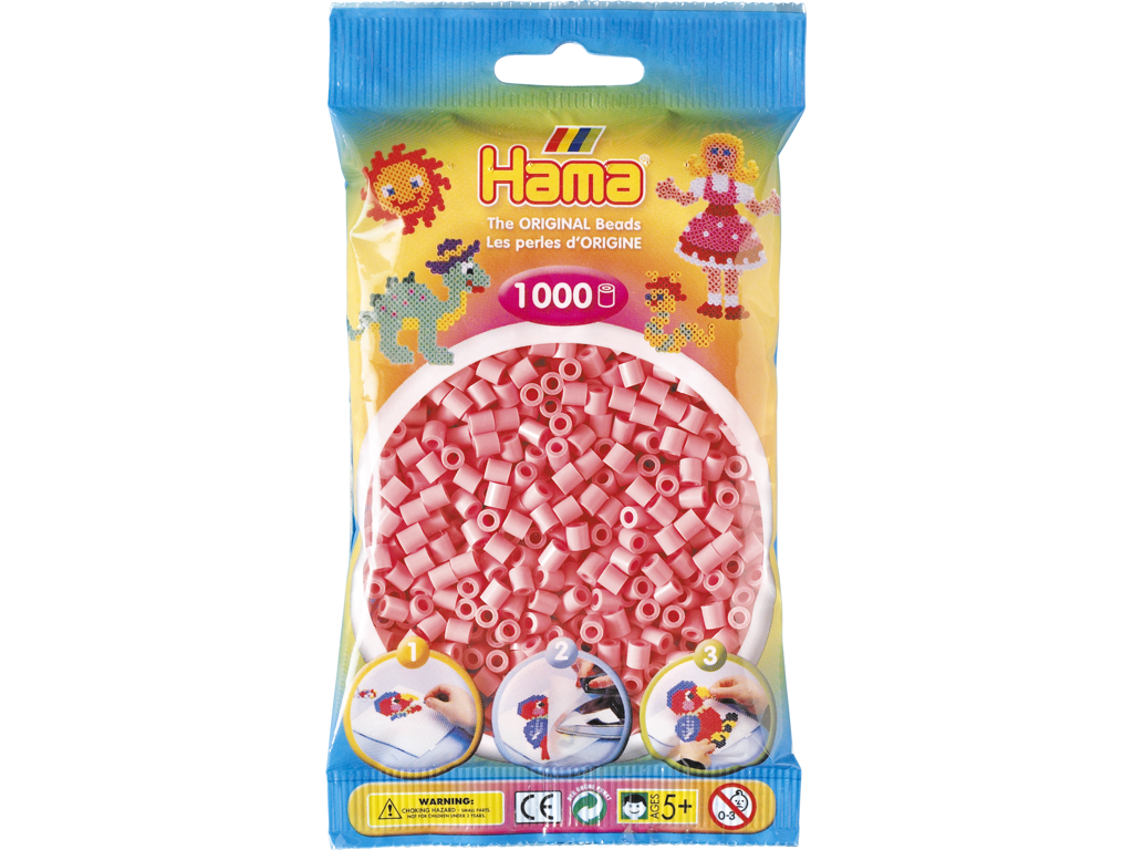 1000stk. Hama Midi lyserød 207-06