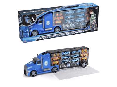 Politiautotransporter med 6 køretøjer og tilbehør fra Speedcar