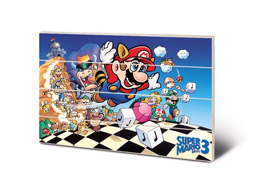 Super Mario Bros. 3 "Art" træ plade "plakat" 40x60cm