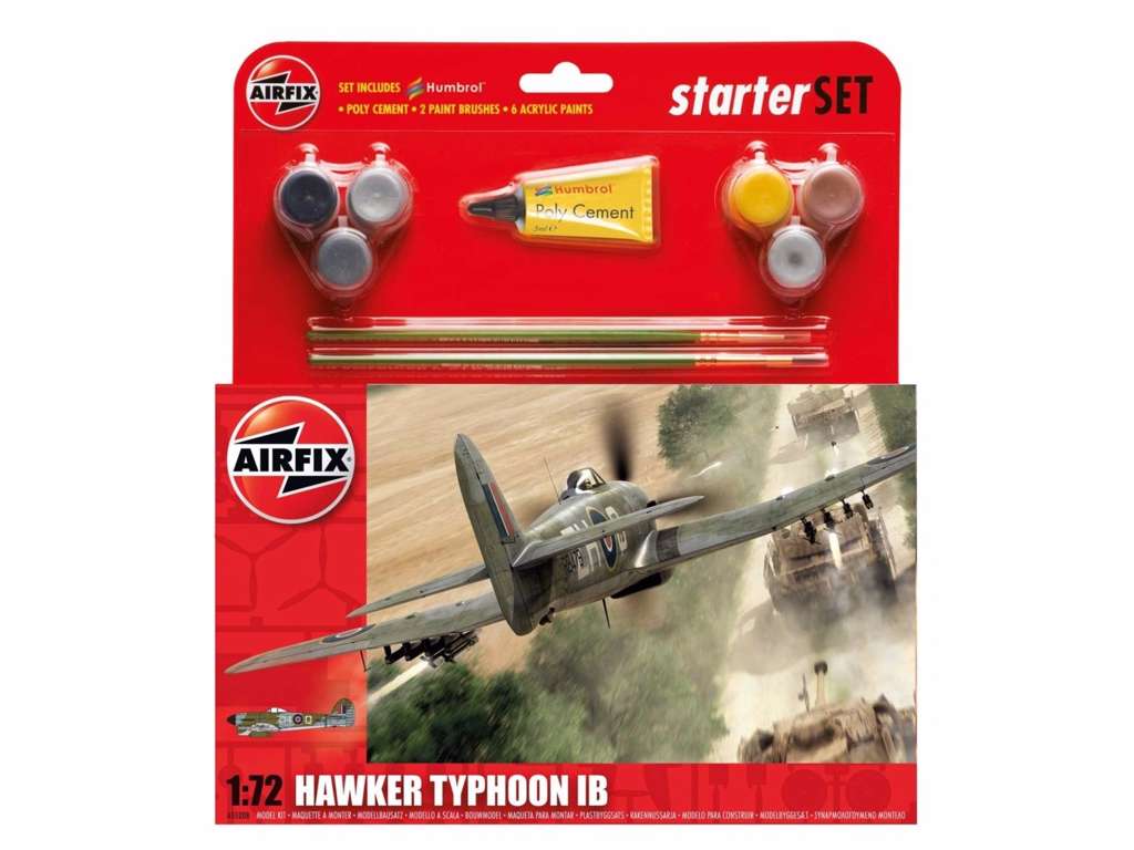 Hawker Typhoon IB 1:72 Airfix gavesæt med maling pensel og lim.