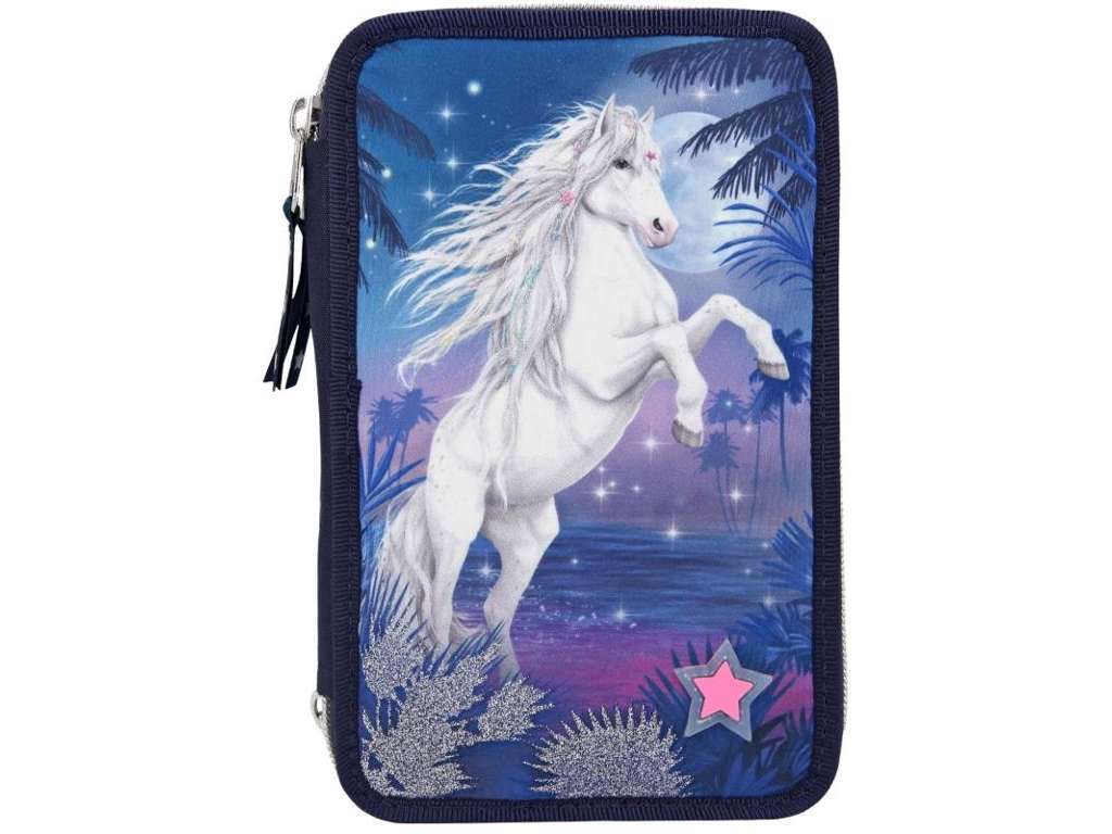 Miss Melody trippel penalhus med LED glitter ocean