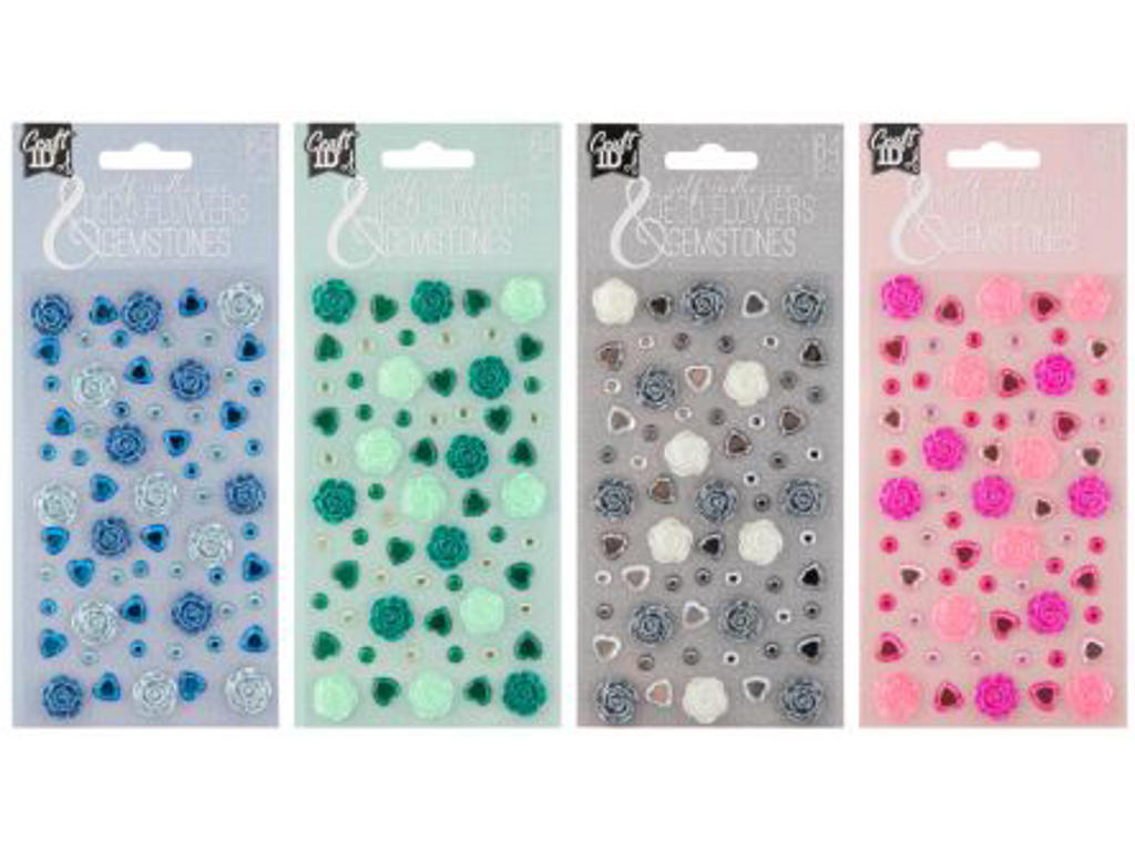 Dekorations klistermærker - Blomster og ædelstene - Assorteret
