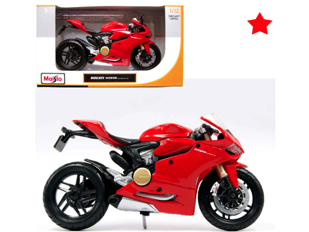 MC Ducati 1199 Panigale 1:12 rød - med støttefod