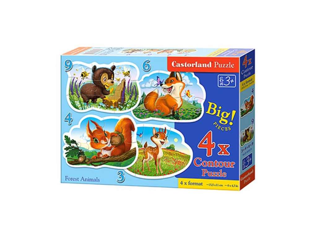 Dyremotiver 4 puslespil med 3/4/6 og 9 brikker