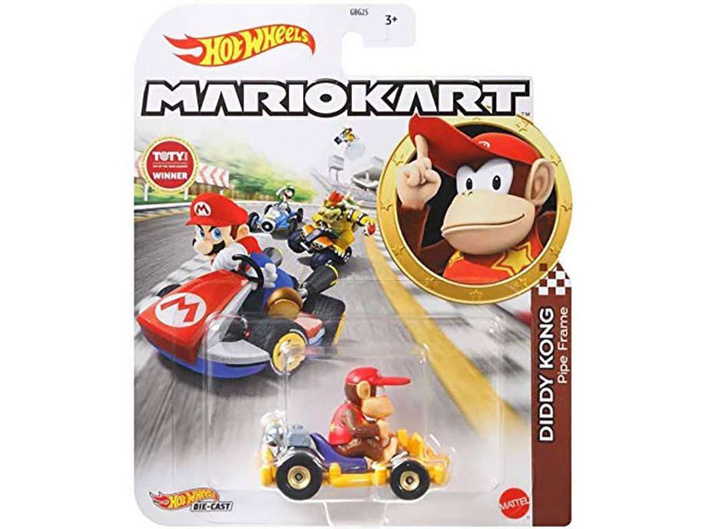 Hot Wheels Mario Kart Diddy Kong bil med figur