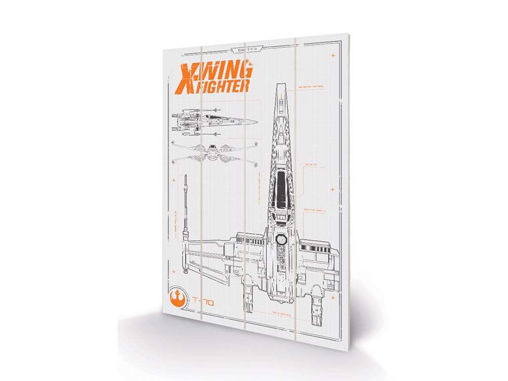 Star Wars Episode VII  "X Wing Plans" træ plade "plakat" 40x60cm