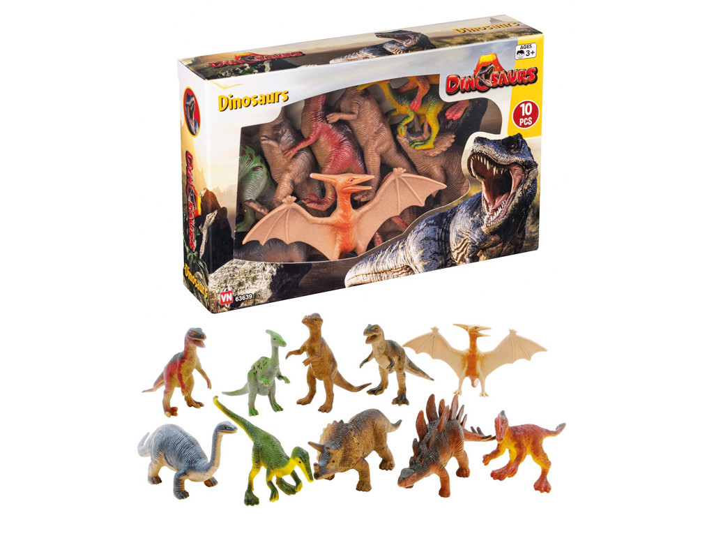 10 Dinosaur figurer i gaveæske