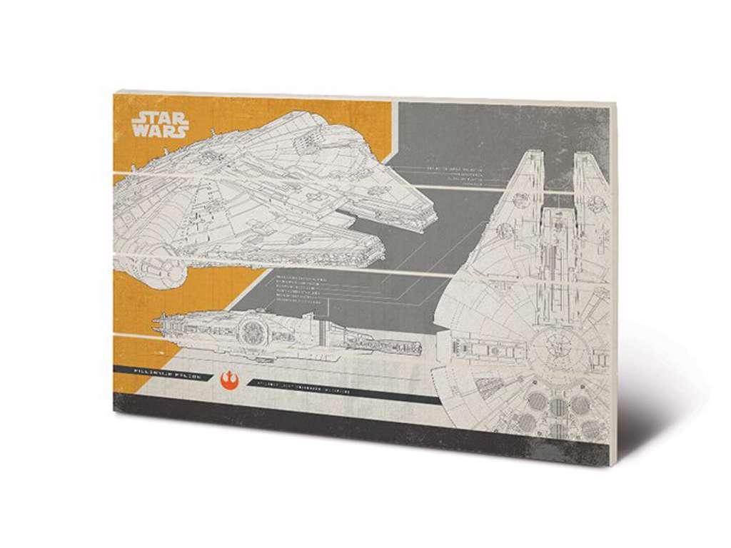 Star Wars The Last Jedi "Millennium Falcon Plans" træ plade "plakat" 40x60cm