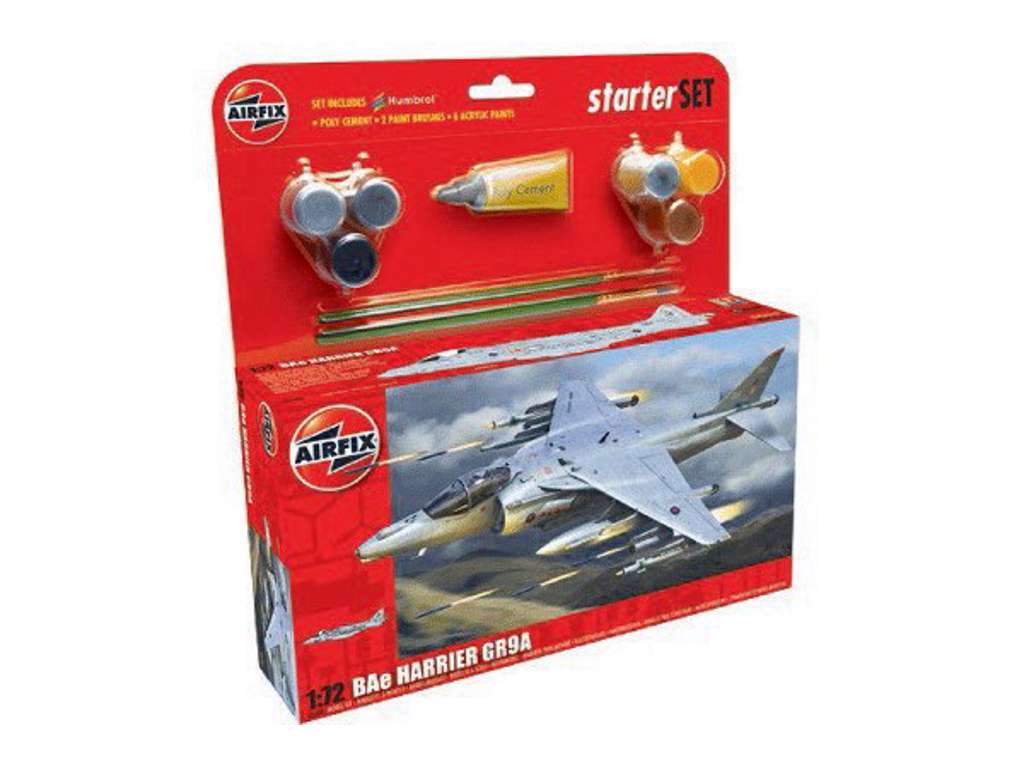 BAe Harrier GR9A 1:72 Airfix gavesæt med maling pensel og lim