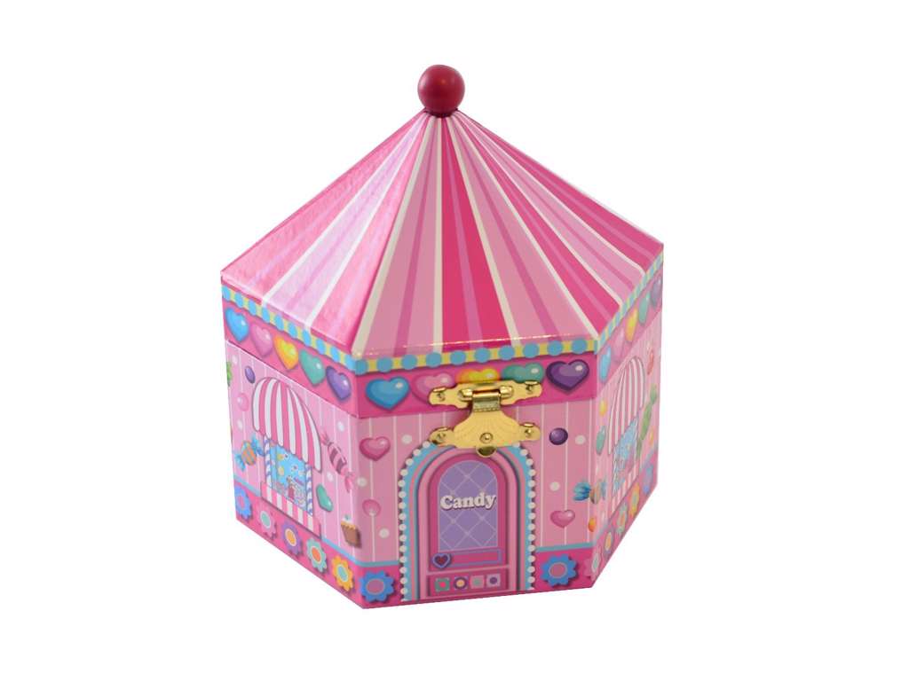 Smykkeskrin med sekskantet låg med musik - candyland