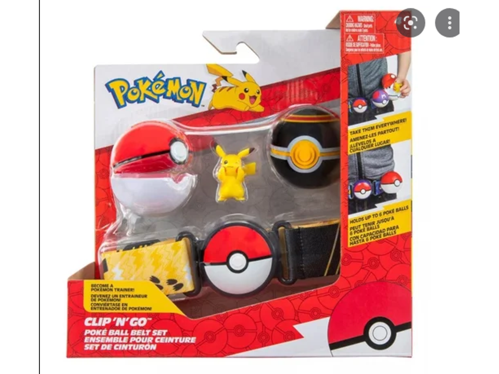Pokémon Clip 'n Go bælte med Pikachu figur & Poké Balls