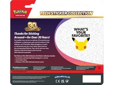 Pokémon 30th Celebration Tech Sticker Collection – Lucario / Alolan Exeggutor – 1 stk. Assorteret