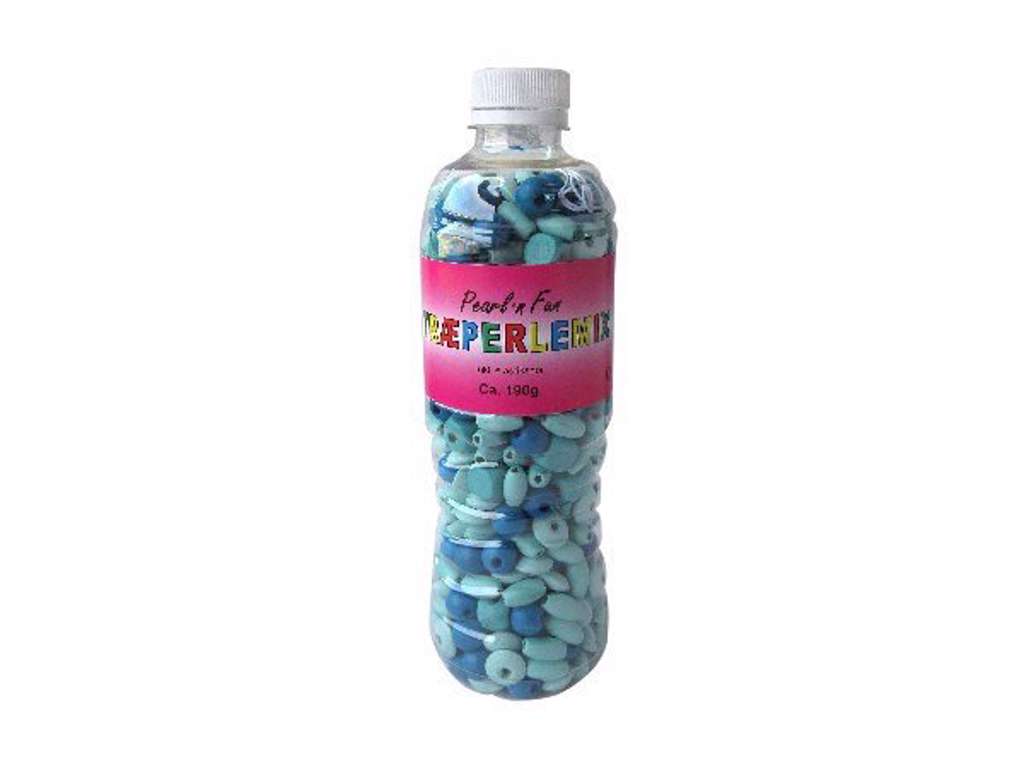 Pearl`n fun træperlemix 190gr blå/turkis