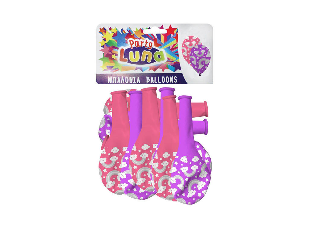 8 stk. Balloner med regnbuer og skyer - Ø 32 cm