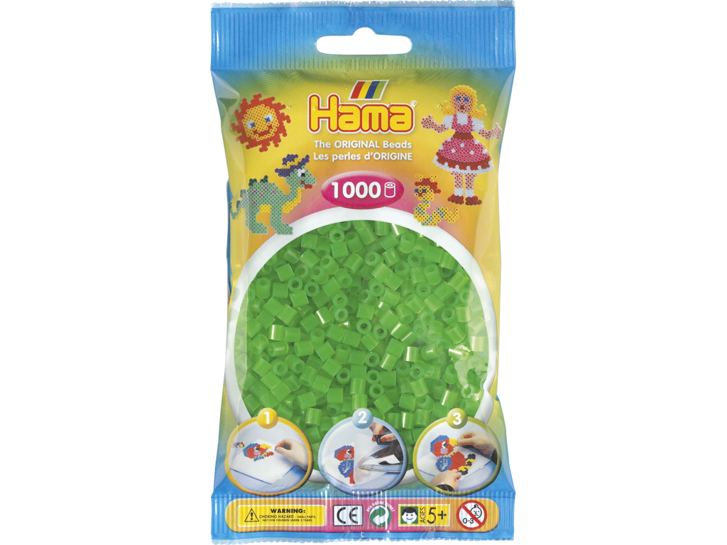 1000stk. Hama Midi neon grøn  207-37