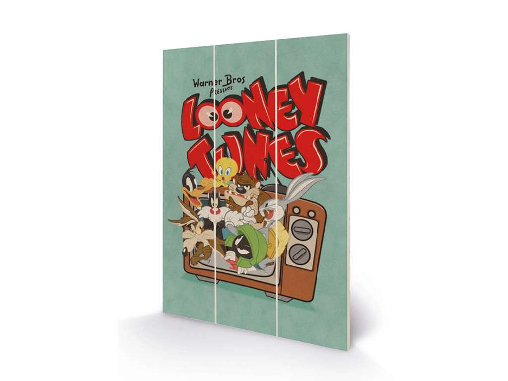 Looney Tunes "Retro Tv" træ plade "plakat" 20x30 cm