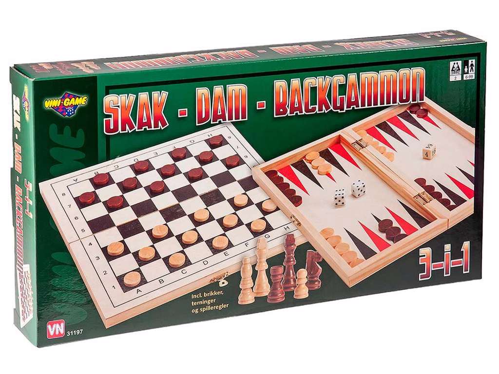 Skak, dam og backgammonspil fra Vini game