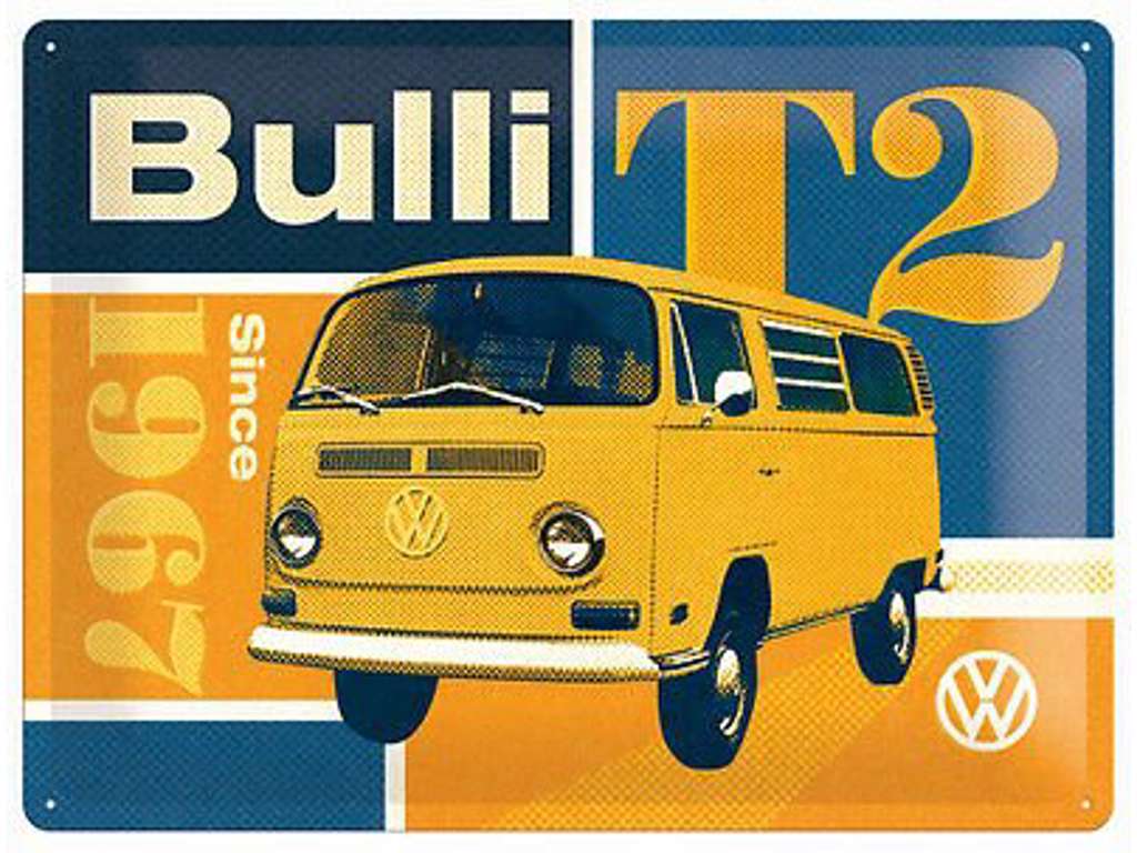 VW T2 Bulli metal skilt 30 x 40 cm