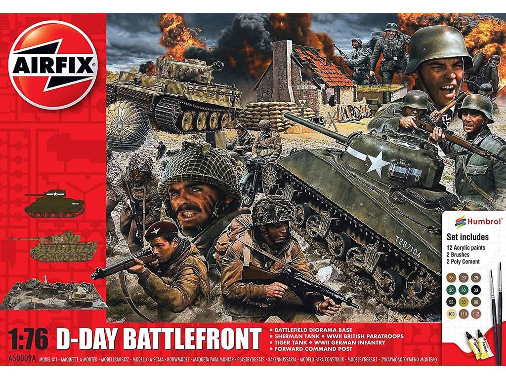 D-Day 75th Anniversary Battlefront 1:76 Airfix gavesæt med maling pensel og lim.