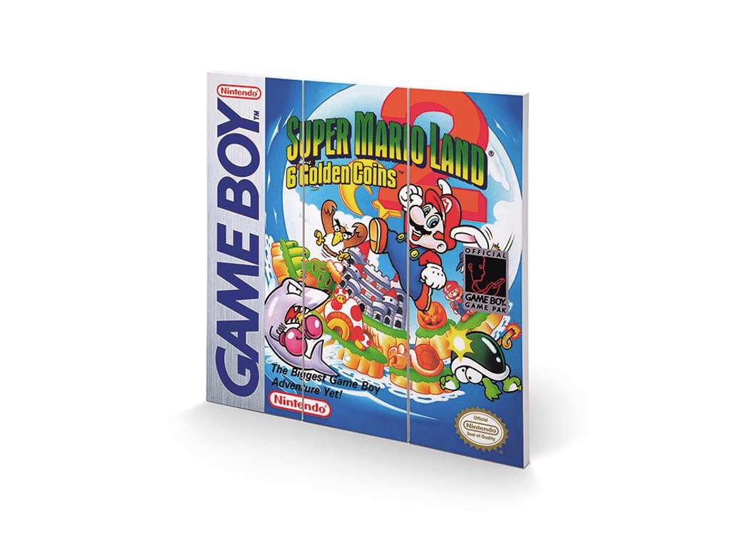 Gameboy "Super Mario Land 2" træ plade "plakat" 30x30cm