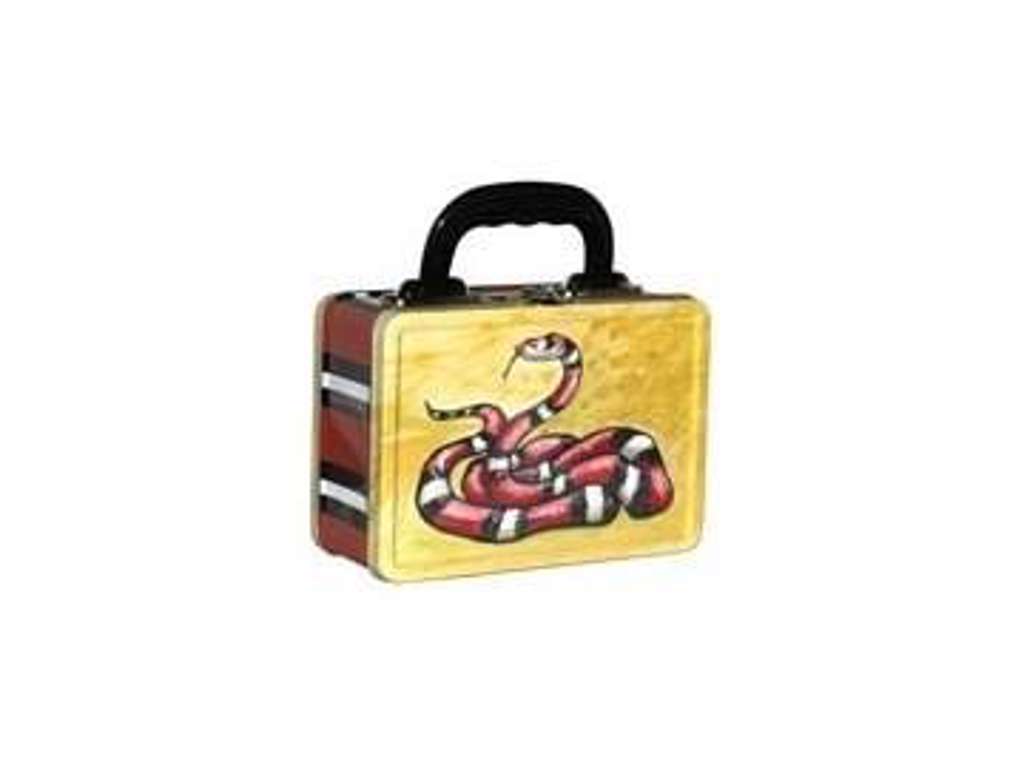 Madkasse i metal med slange